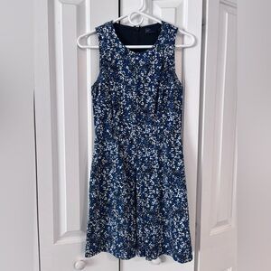 GAP Navy and White Floral Midi Dress
